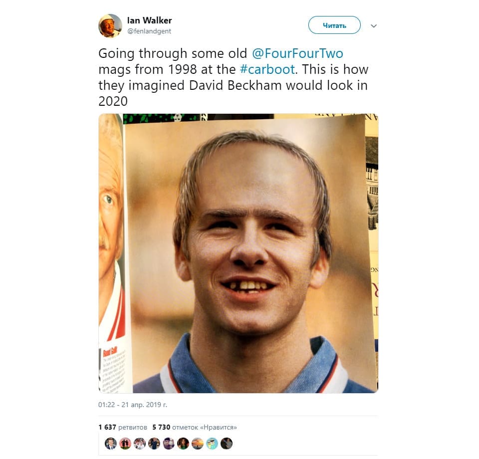 Внешность Дэвида Бекхэма прогноз 1998 года