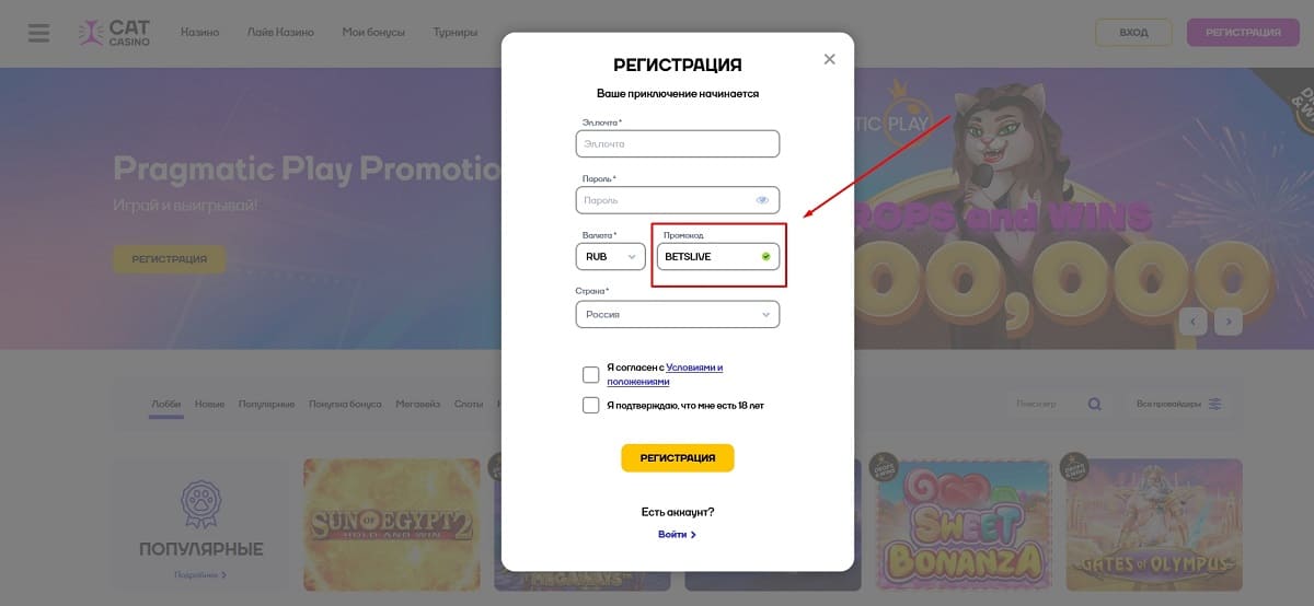 Cat casino слоты