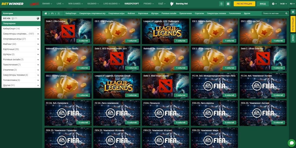 Betwinner киберспорт